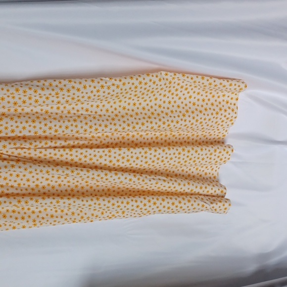 Vintage handmade maxi full skirt cotton cream w/daisies print bohemian unique M - Picture 4 of 5